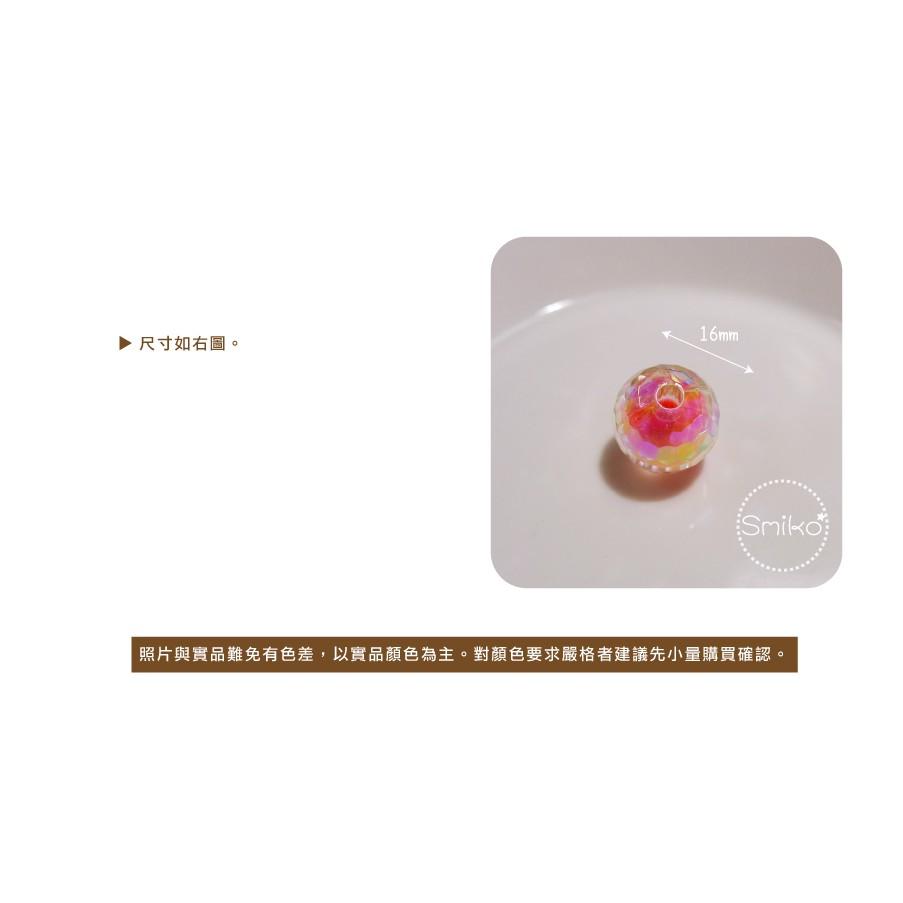 Smiko腸腸妞【5K9312】16mm72切面圓型幻彩珠中珠穿孔珠 髮飾/髮圈/手作/DIY/兒童-細節圖2