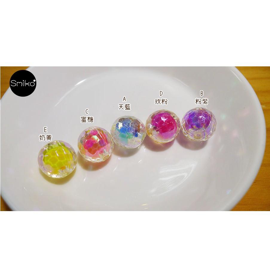Smiko腸腸妞【5K9312】16mm72切面圓型幻彩珠中珠穿孔珠 髮飾/髮圈/手作/DIY/兒童-細節圖3