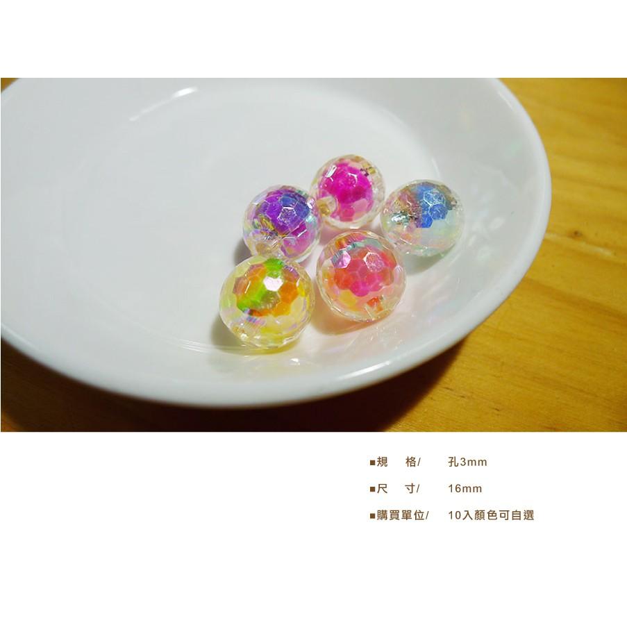 Smiko腸腸妞【5K9312】16mm72切面圓型幻彩珠中珠穿孔珠 髮飾/髮圈/手作/DIY/兒童-細節圖4