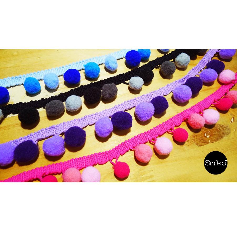 Smiko腸腸妞【5R8172】30mm漸層大毛球豆豆花邊 緞帶/奶嘴夾/鴨嘴夾/防掉落帶夾-細節圖3