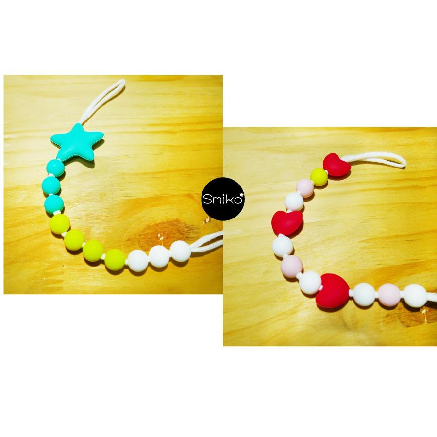 Smiko腸腸妞【5B7405】45mm大星星彈力矽膠QQ樂串珠 彈性/緞帶/奶嘴夾/鴨嘴夾/防掉落帶夾-細節圖6