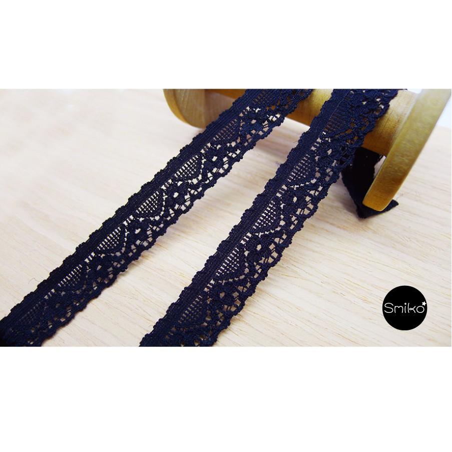 Smiko腸腸妞【5R2531】15mm黑色薄款柔軟微彈蕾絲花邊 裝飾/桌巾/DIY/手作-細節圖2