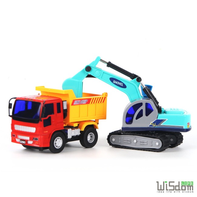 【Wisdom Life】WISDOM 仿真磨輪動力車系列-砂石車挖土機組 台灣商品檢驗合格-細節圖2