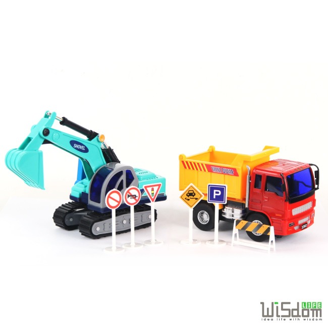 【Wisdom Life】WISDOM 仿真磨輪動力車系列-砂石車挖土機組 台灣商品檢驗合格-細節圖3