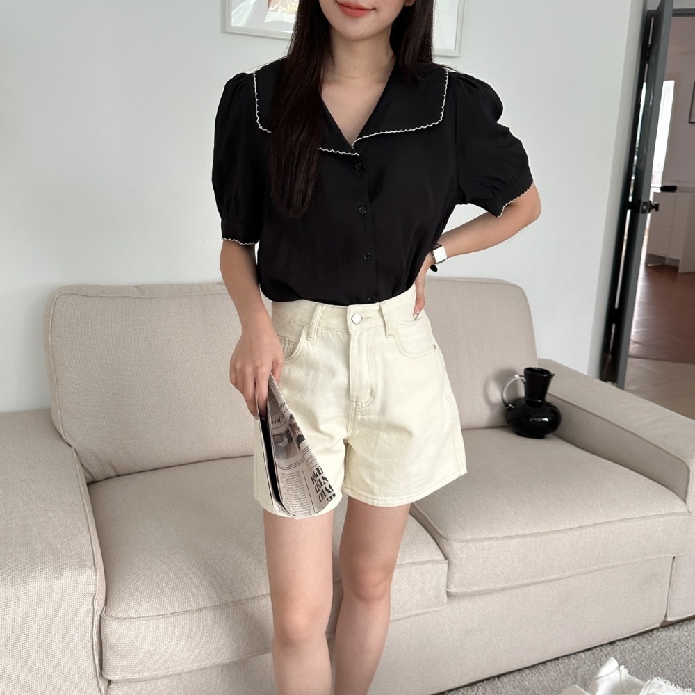 Beforesunrise-現貨熱銷!高腰質感夏日牛仔短褲(7Colors)-細節圖4