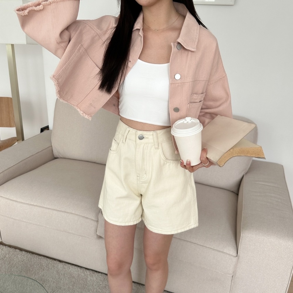 Beforesunrise-現貨熱銷!高腰質感夏日牛仔短褲(7Colors)-細節圖5