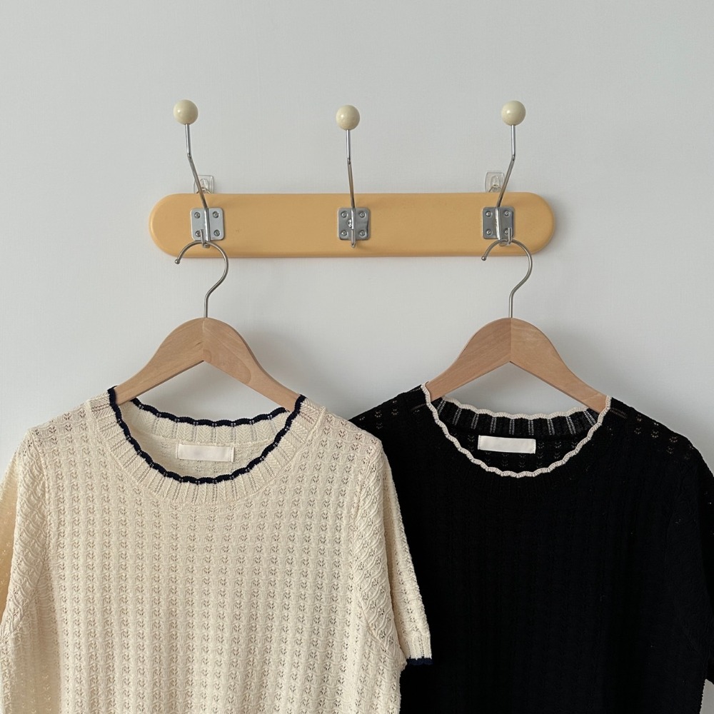 Beforesunrise-細緻織紋滾邊針織上衣(2Colors)-細節圖2