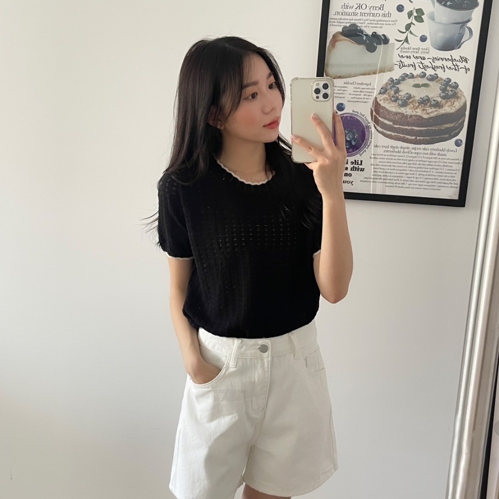 Beforesunrise-細緻織紋滾邊針織上衣(2Colors)-細節圖6