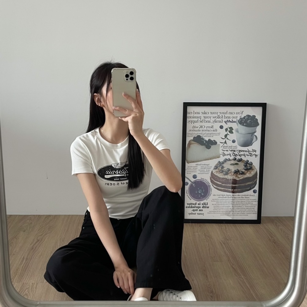 Beforesunrise-美式英字顯瘦短T(4Colors)-細節圖3