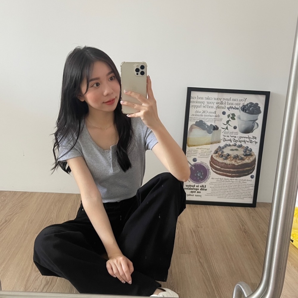 Beforesunrise-圓領三扣上衣(6Colors)-細節圖6