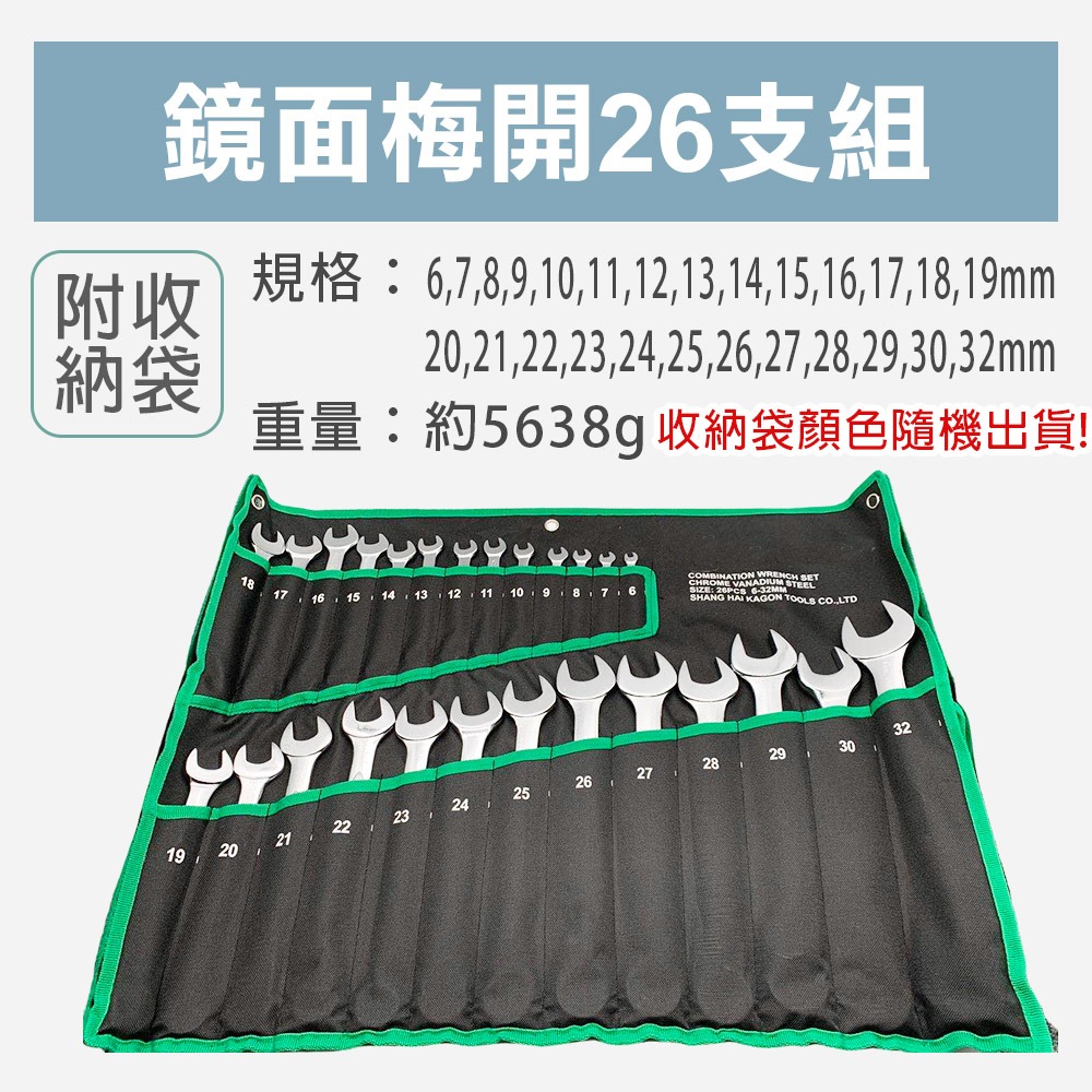 【台灣出貨】26支梅開板手套組 歐式霧面 6~32mm 鏡面 附收納袋帆布袋 收納架 塑膠架 梅花開口-細節圖3