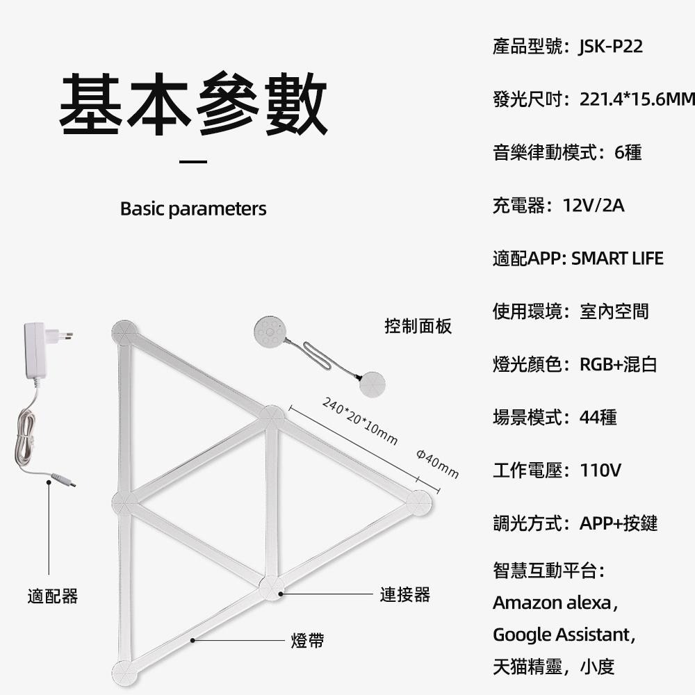 【XINGMU 興沐】RGB幻彩牆壁氛圍燈DIY拼接量子燈 智能拾音壁燈聲控 網紅節奏造型燈 動感LED造型燈-細節圖3