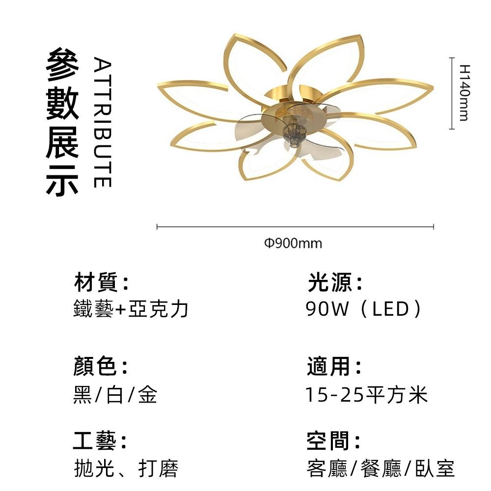 【XINGMU 興沐】現代輕奢花朵客廳隱形風扇燈 天花板隱形壁扇 dc變頻電風扇 吸頂隱形智能吊扇燈具一體FS5051-細節圖5