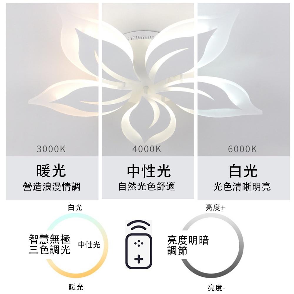 【XINGMU 興沐】北歐創意花朵吸頂燈 超薄隱形照明燈 臥室紫荊花燈具 無線遙控無極調光 led燈 餐廳平板燈書房燈-細節圖7