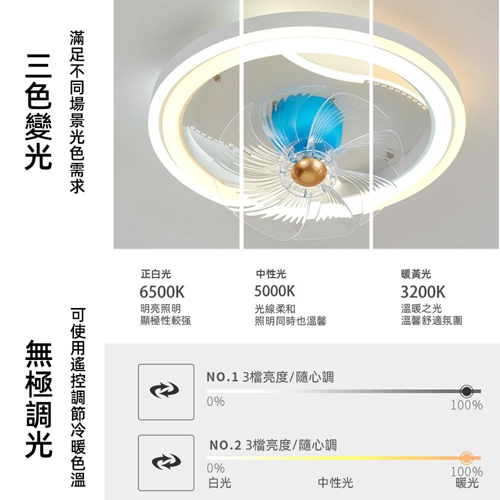 【XINGMU 興沐】現代兒童360°搖頭電風扇 APP智能吊扇燈 72W臥室電燈扇 大風力超靜音電風扇一體搖頭風扇燈-細節圖3