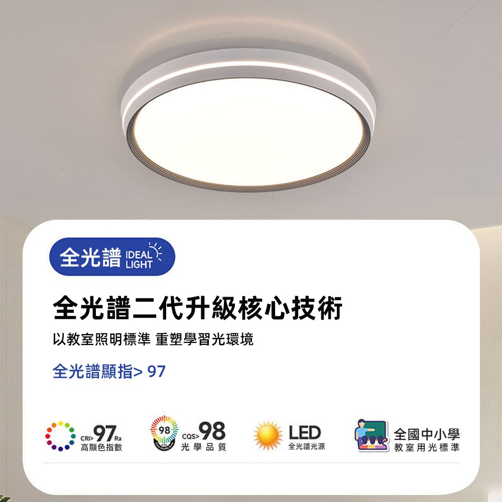 【興沐燈飾】全光譜護眼吸頂燈 led吸頂燈圓形吸頂燈 簡約現代大氣客廳燈 臥室燈房間燈書房燈飾-細節圖8