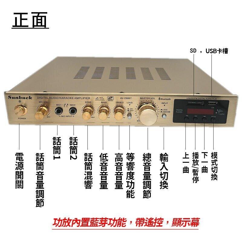 【現貨一日達】110V擴大機 內置5.0藍芽 5.1聲道 功放機 卡拉OK 音響播放器 支持SDUSBFM-細節圖7