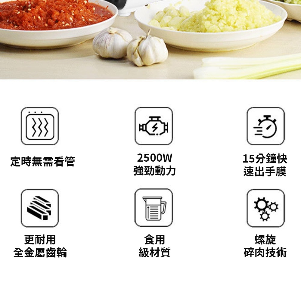 【台灣現貨】絞肉機 電動料理機 商家兩用打肉機 絞肉機 螺旋絞肉 灌腸機 絞餡機 攪肉機 2500W電機 白色-細節圖6