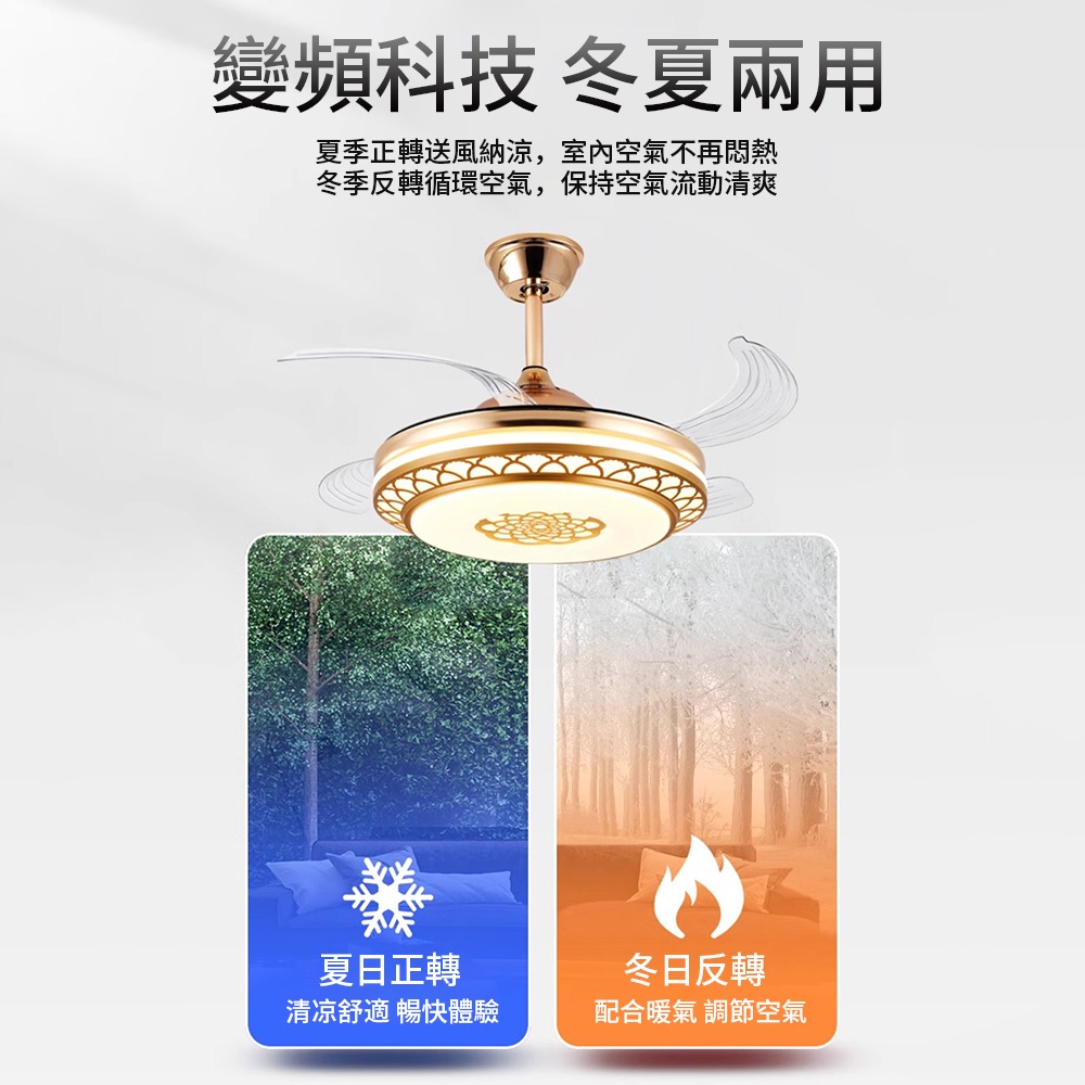 【XINGMU 興沐】吊扇燈 48吋隱形吊扇燈 吸頂風扇燈 變頻電風扇 家用現代北歐風扇 壁掛風扇燈 120W吊燈電扇燈-細節圖7