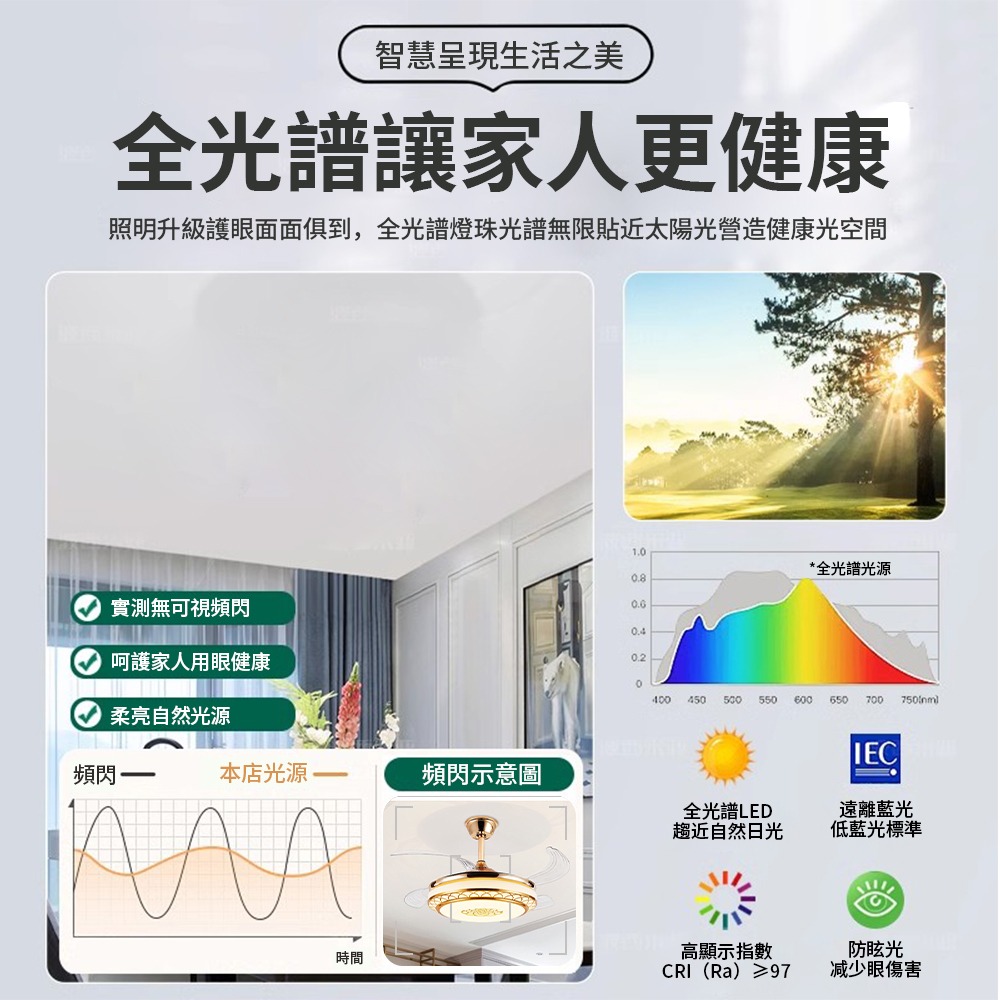 【XINGMU 興沐】吊扇燈 48吋隱形吊扇燈 吸頂風扇燈 變頻電風扇 家用現代北歐風扇 壁掛風扇燈 120W吊燈電扇燈-細節圖9