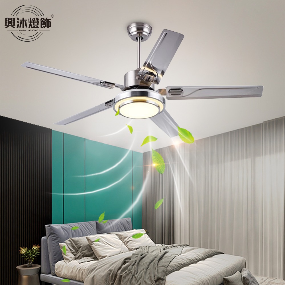 【XINGMU 興沐】吊扇燈 鐵藝傳統式風扇燈 不鏽鋼大風力吊燈風扇 變頻雙控電風扇燈  42時/48時客廳大吊扇燈-細節圖3