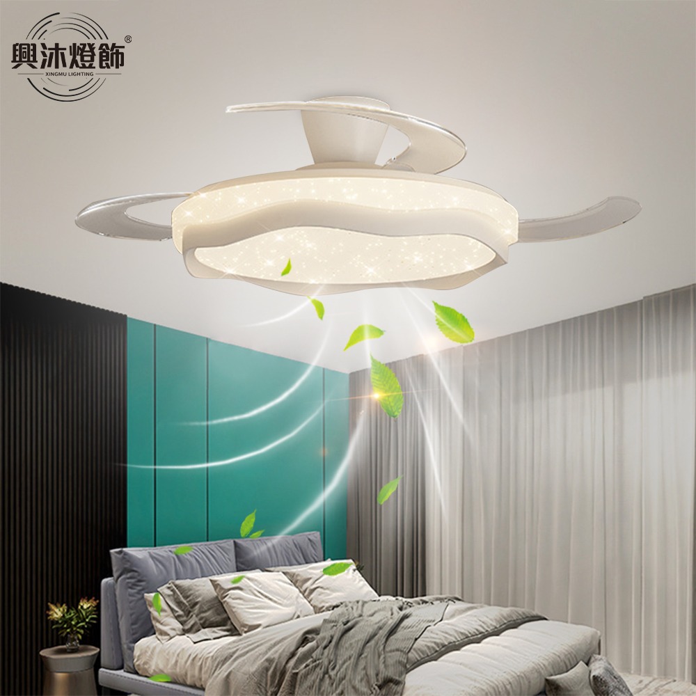 【XINGMU 興沐】吊扇燈 吸頂風扇燈 42吋滿天星隱形吊輕燈 奢簡約北歐風吊燈 靜音 頻省電大風力吊扇燈-細節圖3