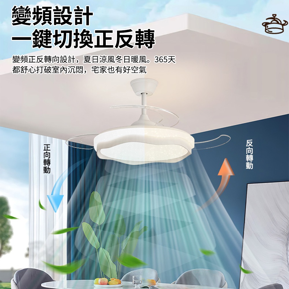 【XINGMU 興沐】吊扇燈 吸頂風扇燈 42吋滿天星隱形吊輕燈 奢簡約北歐風吊燈 靜音 頻省電大風力吊扇燈-細節圖4