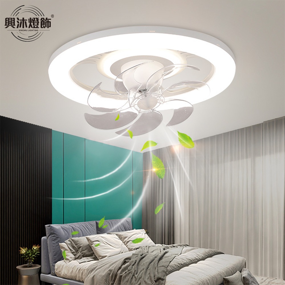 【XINGMU 興沐】臺風現貨 風扇燈 廣角搖頭吊扇燈 家用led燈吸頂風扇 極簡臥室隱形燈扇一體 110V低噪音電風-細節圖3