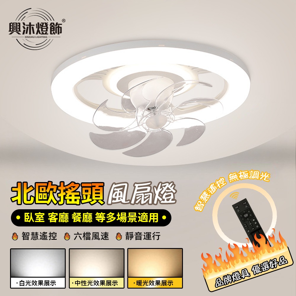 【XINGMU 興沐】臺風現貨 風扇燈 廣角搖頭吊扇燈 家用led燈吸頂風扇 極簡臥室隱形燈扇一體 110V低噪音電風-規格圖11