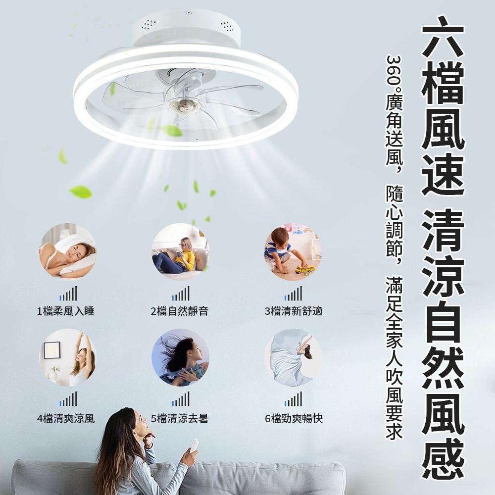 【XINGMU 興沐】臺灣現貨搖頭吸頂風扇燈 隱形吊扇燈 客廳餐廳臥室燈 省電靜音電扇燈 大風力燈扇-細節圖7