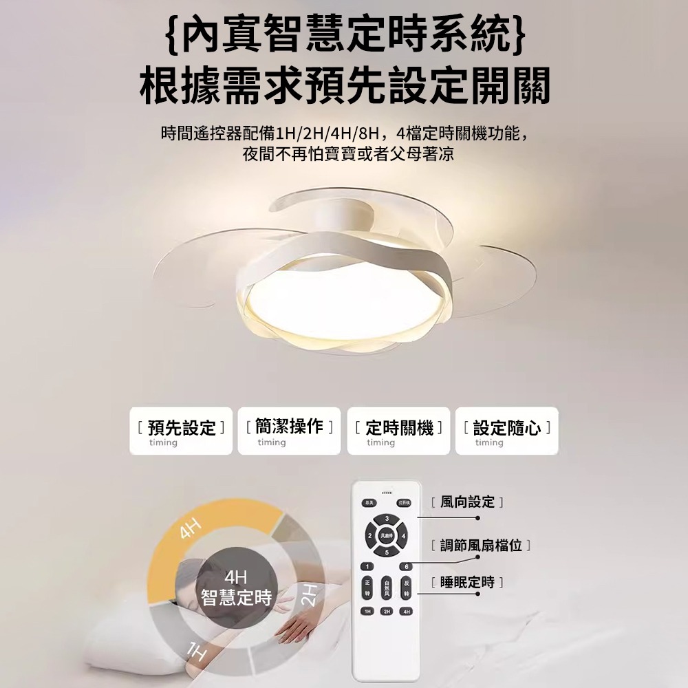【XINGMU 興沐】臺灣現貨吊扇燈 客廳隱形風扇燈 輕奢簡約餐廳吊扇  42吋120W大風力頻省電風扇 循環吊扇燈-細節圖5