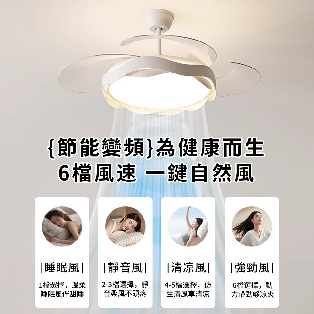 【XINGMU 興沐】臺灣現貨吊扇燈 客廳隱形風扇燈 輕奢簡約餐廳吊扇  42吋120W大風力頻省電風扇 循環吊扇燈-細節圖6