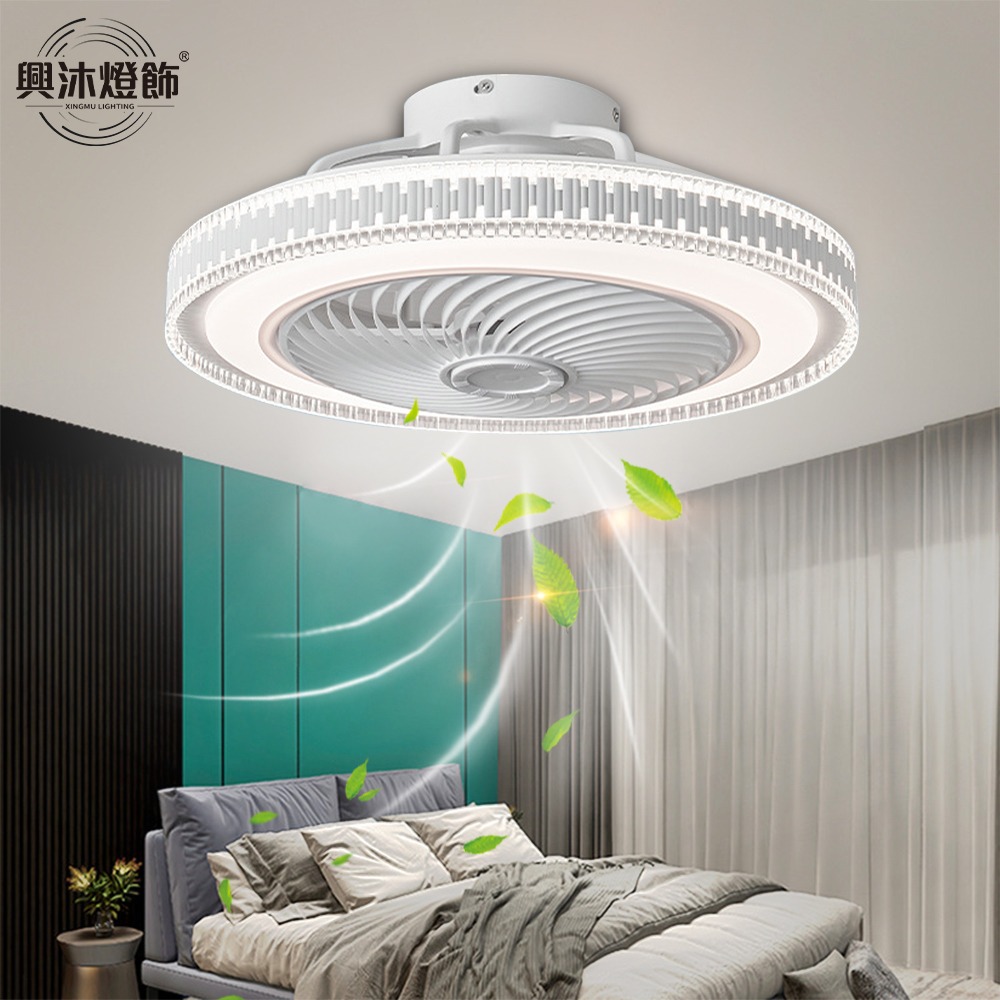 【XINGMU 興沐】臺灣現貨風扇燈 吸頂吊燈風扇  led臥室燈風扇 隱形吊扇燈 靜音電風扇 dc循環扇 壁掛風扇燈-細節圖3