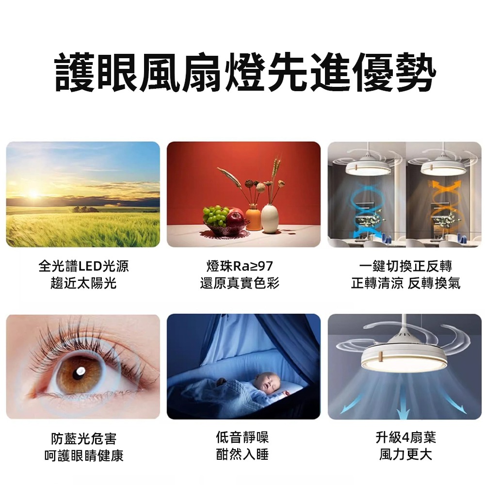 【XINGMU 興沐】吊扇燈 餐廳客廳隱形吊扇燈  42吋LED風扇燈 全光譜護眼靜音吊扇燈 120W高亮護眼吊燈-細節圖7