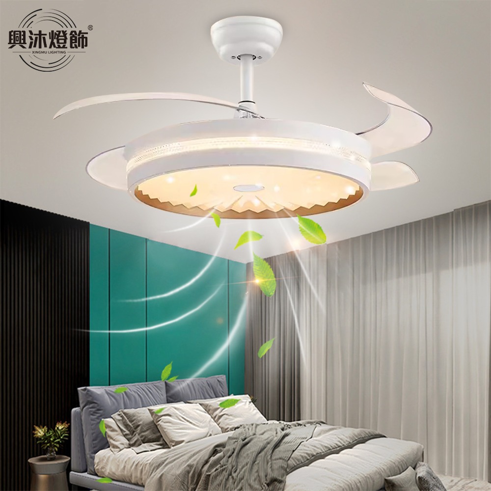 【XINGMU 興沐】臺灣現貨滿天星隱形吊扇燈貨 客廳隱形吊燈 48吋環扇隱形電風 多功能電扇 led全光譜風扇燈-細節圖2