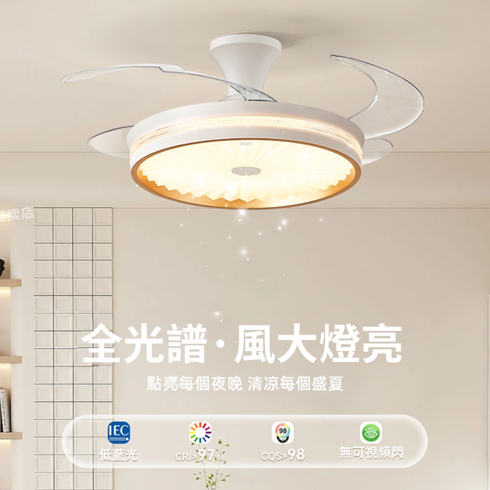 【XINGMU 興沐】臺灣現貨滿天星隱形吊扇燈貨 客廳隱形吊燈 48吋環扇隱形電風 多功能電扇 led全光譜風扇燈-細節圖3