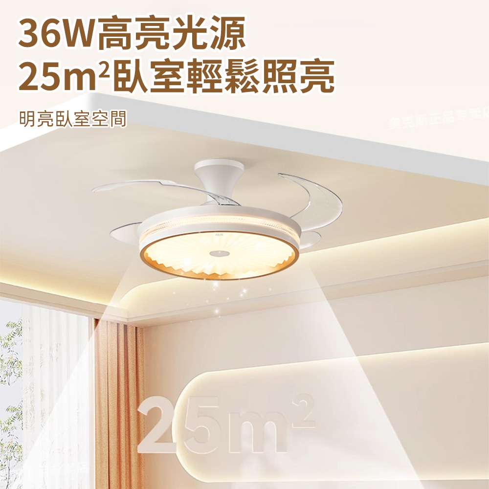 【XINGMU 興沐】臺灣現貨滿天星隱形吊扇燈貨 客廳隱形吊燈 48吋環扇隱形電風 多功能電扇 led全光譜風扇燈-細節圖4