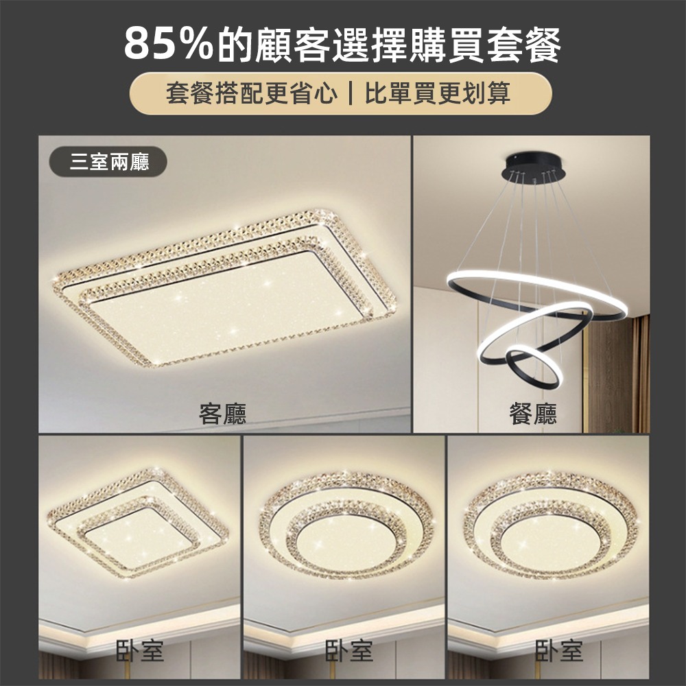【XINGMU 興沐】吸頂燈 客廳長方形吸頂燈 書房全光譜護眼燈  臥室燈具可遙控 120W輕奢水晶雙層滿天星吸頂燈-細節圖9