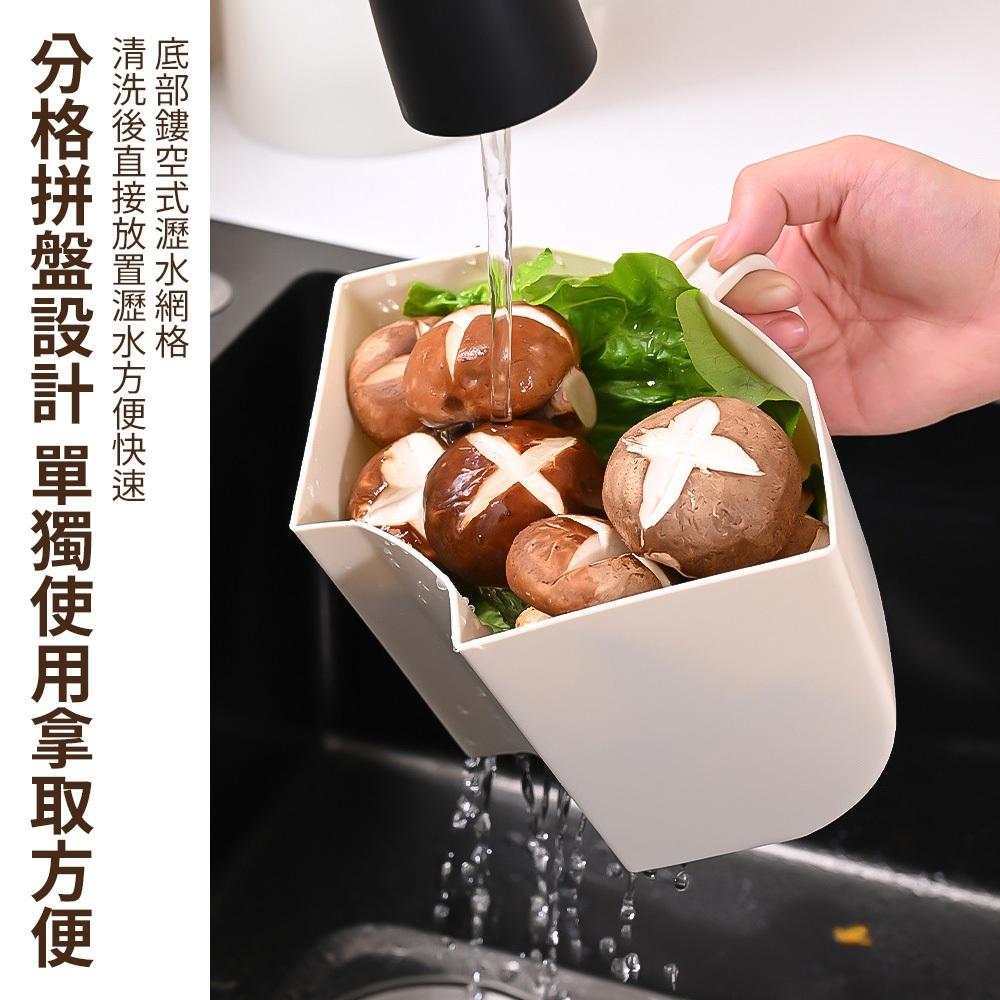 【東日】多層瀝水籃 蔬菜瀝水籃 水果瀝水籃 旋轉火鍋拼盤 易清洗分格 蔬菜水果拼盤 家用廚房-細節圖7