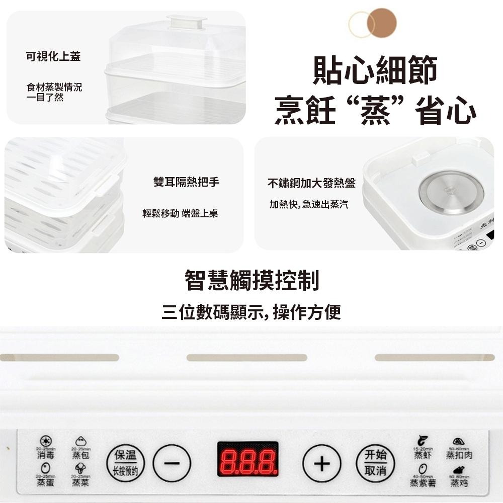 【東日家電】110V電蒸鍋 三層多功能蒸煮一體 暖餐暖菜保溫蒸爐 大容量全自動預約定時蒸鍋 保溫早餐機-細節圖6