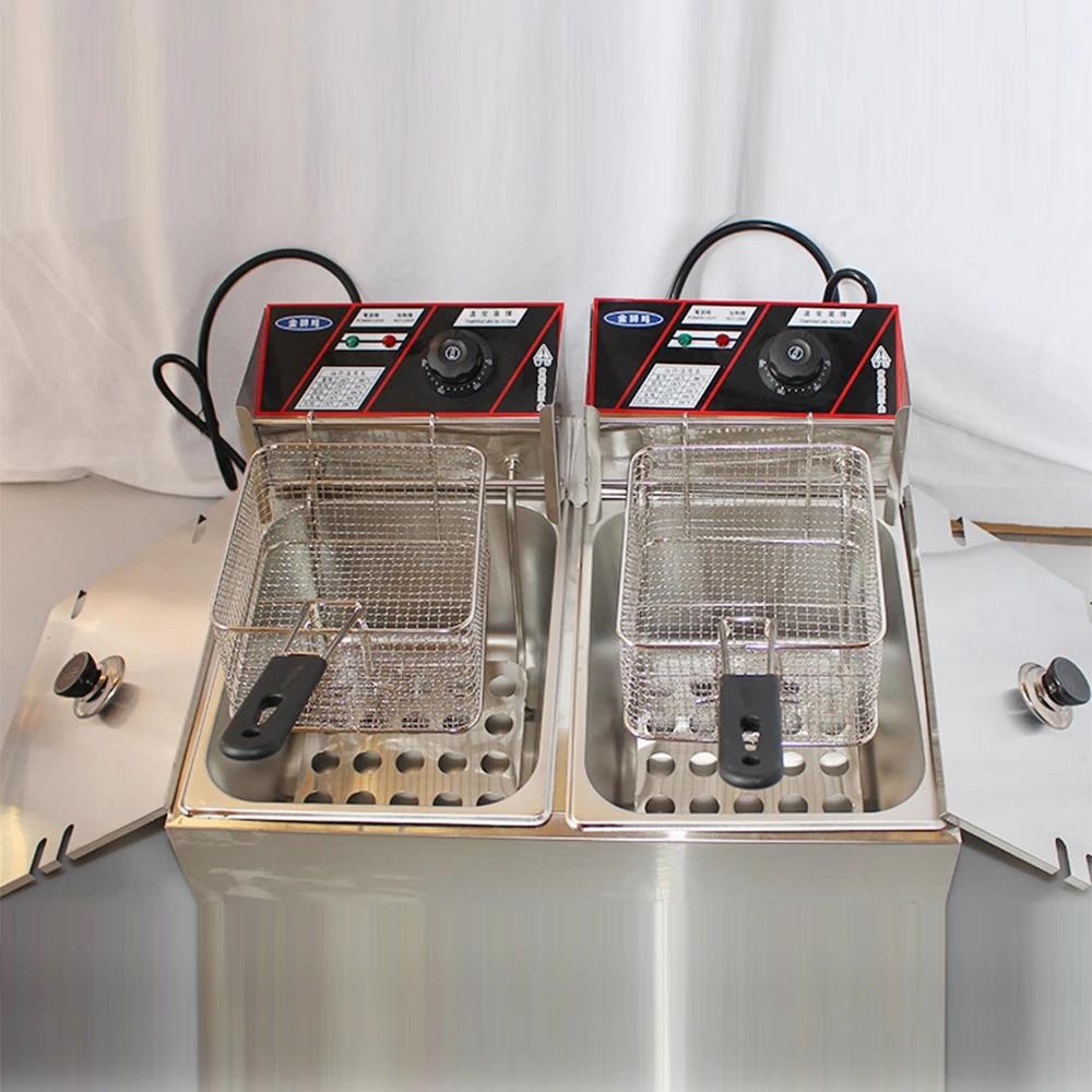 【東日家電】營業不鏽鋼電炸爐 110V 220V油炸機 商用雙杠缸12L油炸爐 電炸爐 油炸機 油炸爐 關東煮-細節圖3