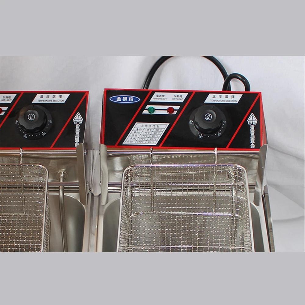 【東日家電】營業不鏽鋼電炸爐 110V 220V油炸機 商用雙杠缸12L油炸爐 電炸爐 油炸機 油炸爐 關東煮-細節圖4