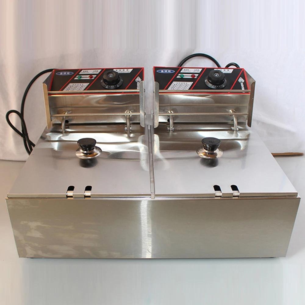 【東日家電】營業不鏽鋼電炸爐 110V 220V油炸機 商用雙杠缸12L油炸爐 電炸爐 油炸機 油炸爐 關東煮-細節圖5