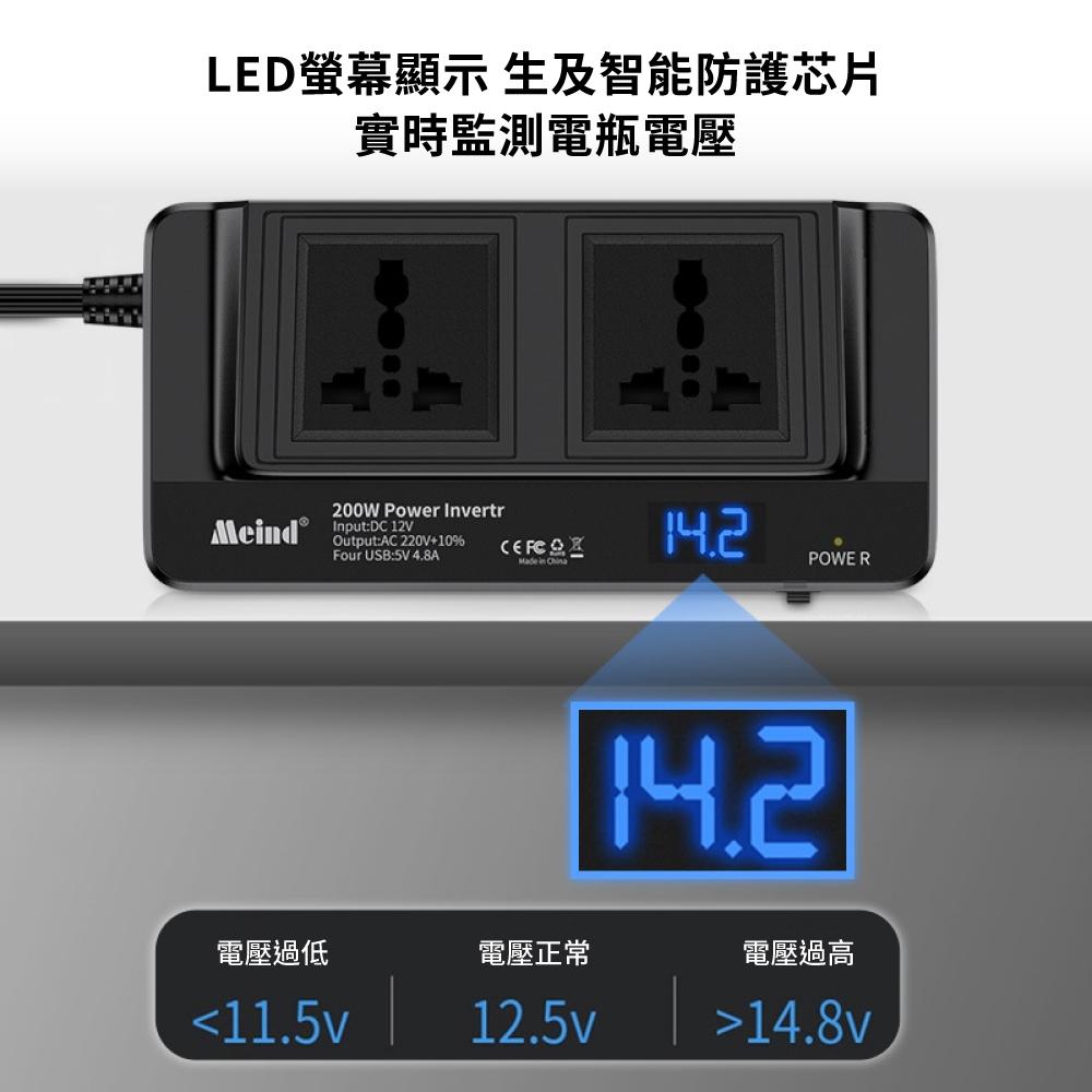 【東日家電】200W車用變頻器 快充USB電源 PD車充外出插座  USB 12V轉110V電源轉換器 插座-細節圖5