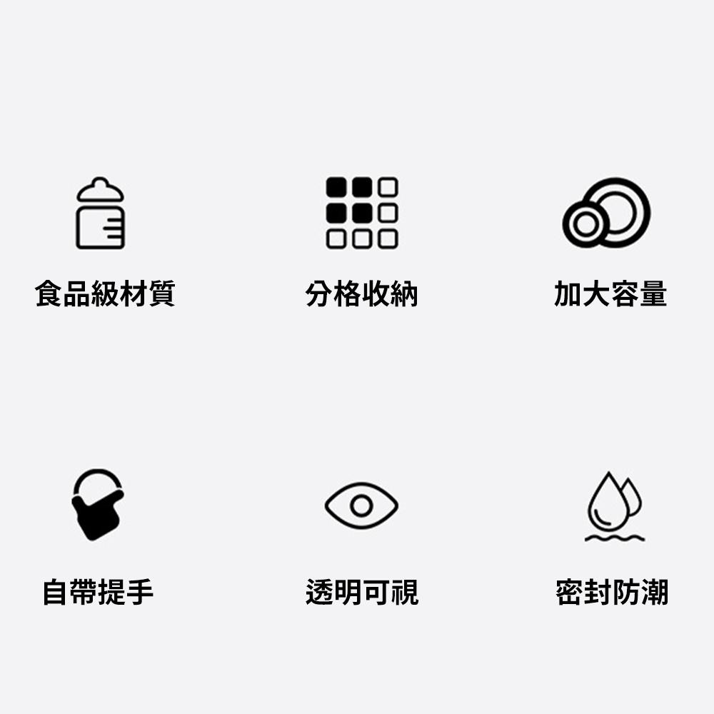 【東日】六分格帶提手可旋轉廚房密封香料收納盒透明幹果零食盤冰箱保鮮盒-細節圖8