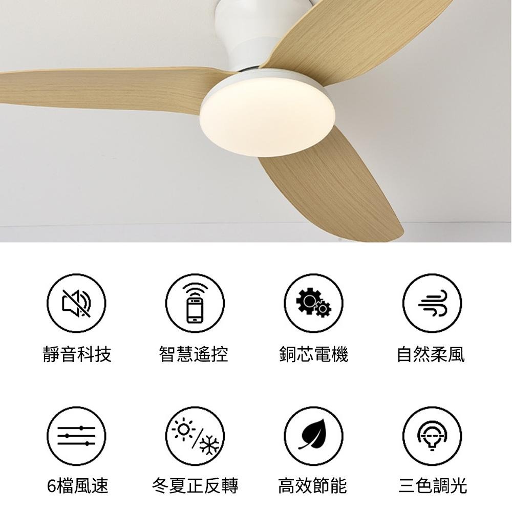 【XINGMU 興沐】25吋吸頂吊扇燈 變頻靜音風扇吊燈 北歐餐廳燈客體燈 帶遙控器電風扇燈 三色變光 APP控制-細節圖4