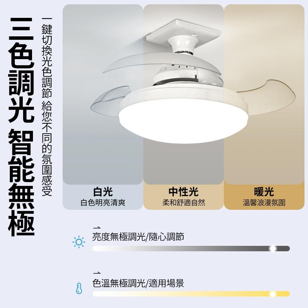 【XINGMU 興沐】隱形吊扇燈 e27螺口家用小型吊扇燈 風量大客廳風扇燈 無極調光調色-細節圖4