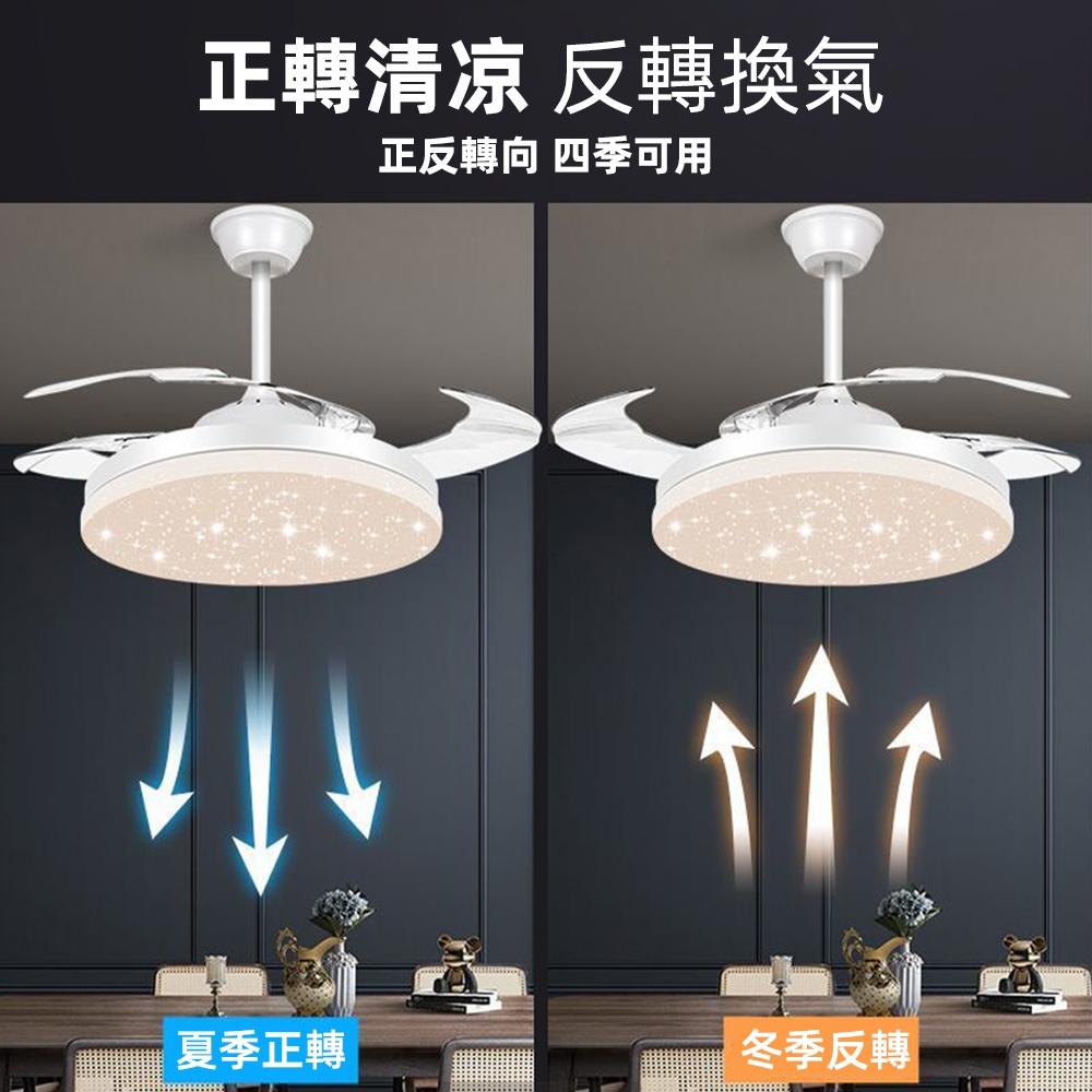 【XINGMU 興沐】滿天星吊扇燈 隱形吊扇燈48吋風扇燈 led風扇吊燈 新款簡約現代客廳吊燈 臥室家用電風扇吊燈-細節圖7