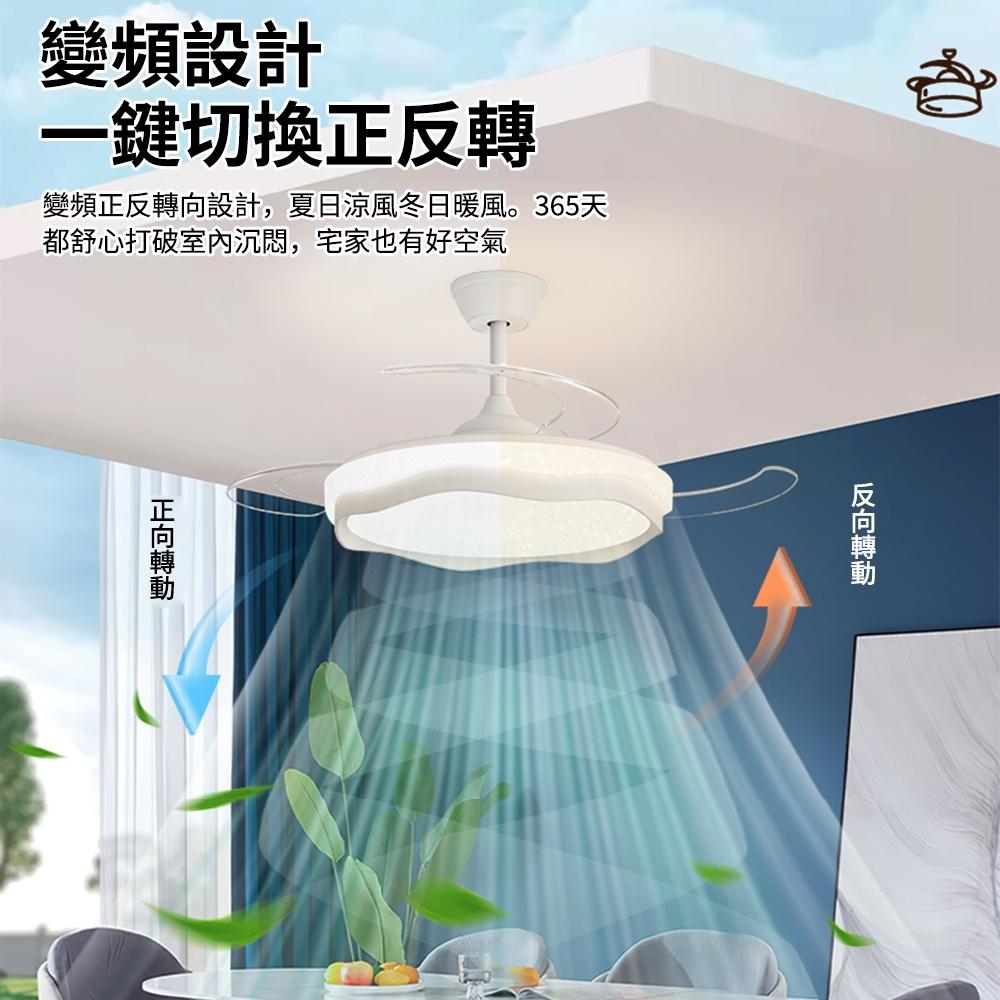 【XINGMU 興沐】42吋吸頂式滿天星風扇燈 餐廳客廳隱形吊扇燈 北歐輕奢吊燈大吊扇 變頻電風扇 靜音定時循環扇-細節圖3