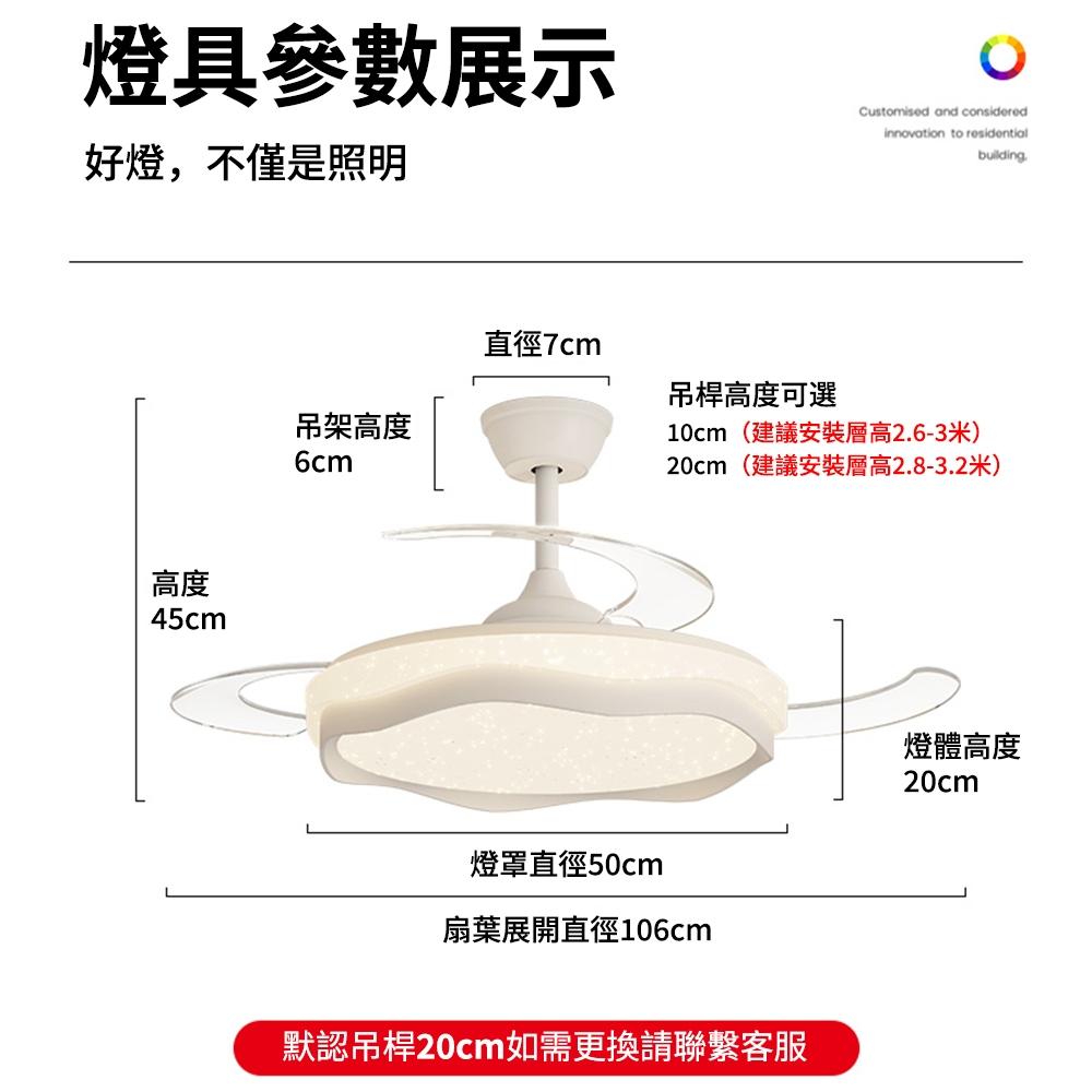 【XINGMU 興沐】42吋吸頂式滿天星風扇燈 餐廳客廳隱形吊扇燈 北歐輕奢吊燈大吊扇 變頻電風扇 靜音定時循環扇-細節圖9